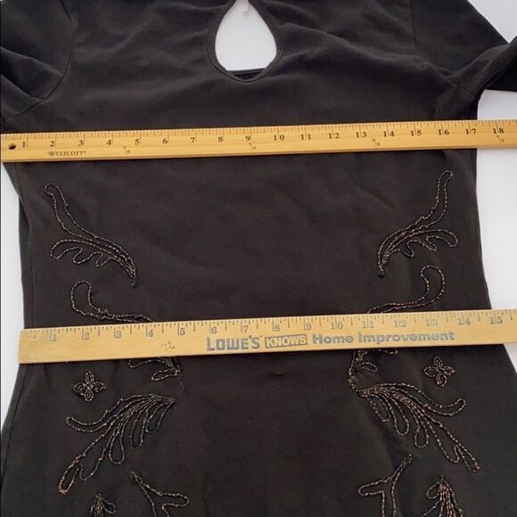 Free People Lady In Waiting Black Embroidered Metallic Bodycon Mini Dress Large - Picture 12 of 16